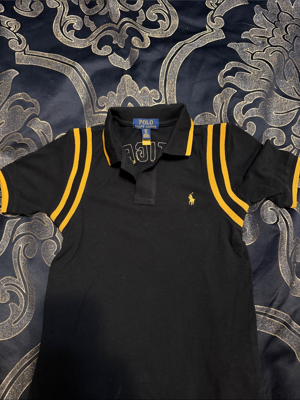 Polo by Ralph Lauren Black Polo with Yellow Stripe Accents